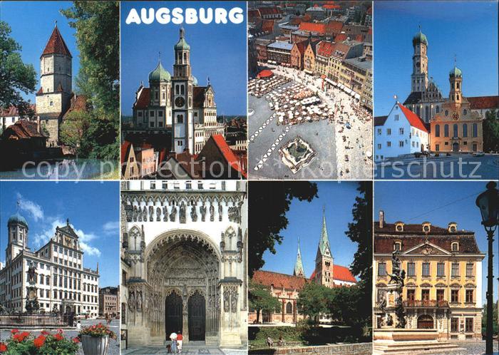 Augsburg Jakobertor Perlachturm Rathaus St Ulrich Dom Suedportal Schezler Palais