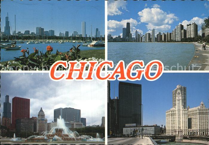 Chicago Illinois Skyline Buckingham Fountain Wrigley Building