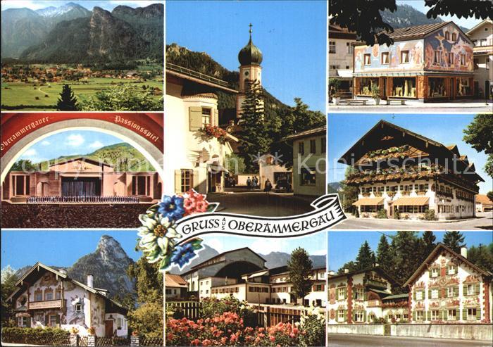 OBERAMMERGAU Bayern panorama Kirche Bemaltes Haus Passionsspiel Dorfmotive