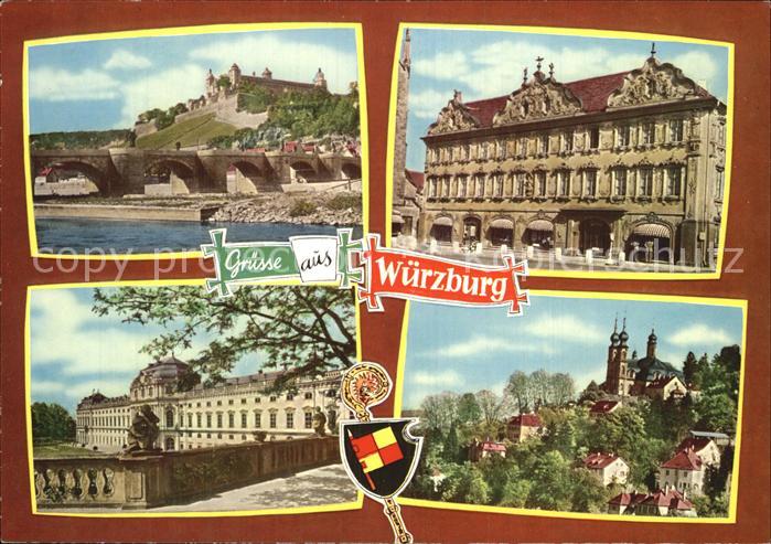 WueRZBURG Bayern Alte Mainbruecke mit Festung Falkenhaus Residenz Kaeppele
