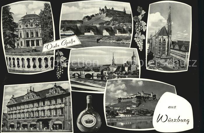 WueRZBURG Bayern Alte Mainbruecke mit Festung Falkenhaus Residenz Kaeppele