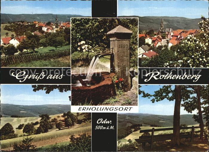 Rothenberg Odenwald Teilansicht Panorama Brunnen