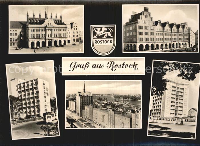 ROSTOCK  CITY Rathaus Hauptpostamt Bahnhofsvorplatz Lange Strasse Hochhaus