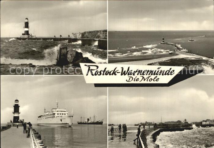 Warnemuende Ostseebad Leuchtturm Personenschiff Mole Fliegeraufnahme