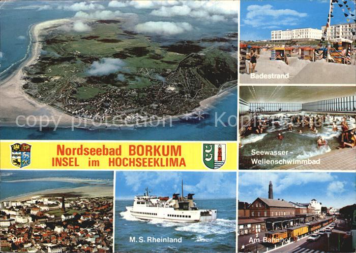 BORKUM Nordseebad Niedersachsen Fliegeraufnahme Faehre Rheinland Bahnhof Seewass