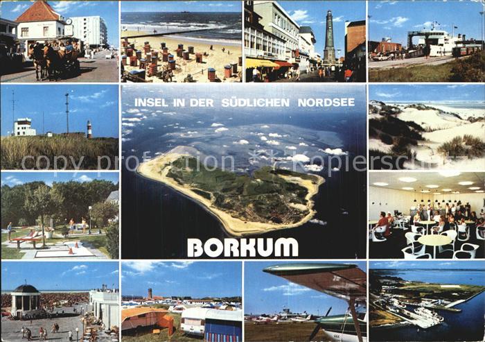 BORKUM Nordseebad Niedersachsen Fliegeraufnahme Leuchtturm Minigolf Hafen Campin