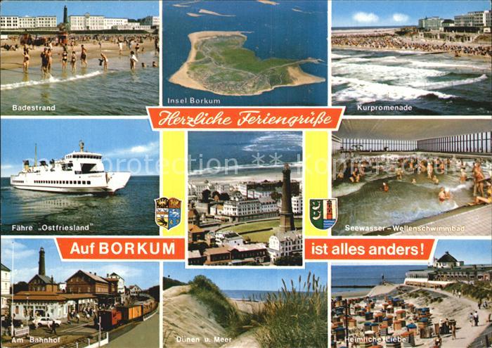 BORKUM Nordseebad Niedersachsen Fliegeraufnahme Faehre Ostfriesland Strand Bahnh