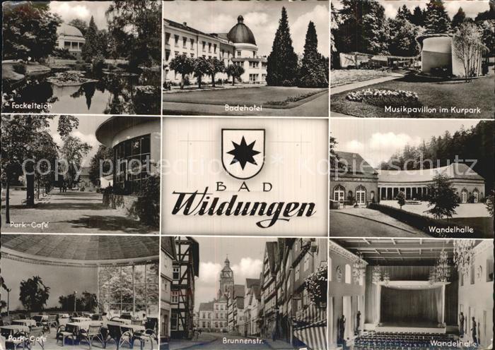 Bad Wildungen Fackelteich Badehotel Musikpavillon Kurpark Cafe Wandelhalle Brunn