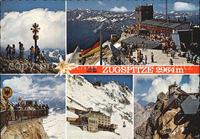 Zugspitze Ostgipfelkreuz Muenchner Haus Grenzuebergang Schneefernerhaus Bayr Zug