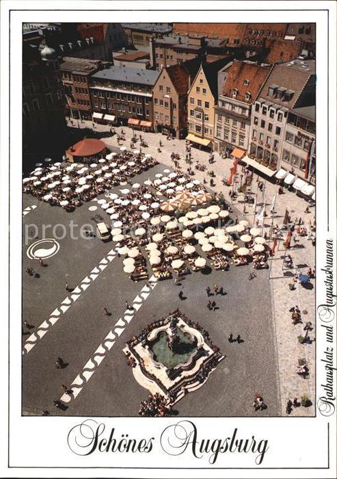 Augsburg Rathausplatz mit Augustusbrunnen Fliegeraufnahme