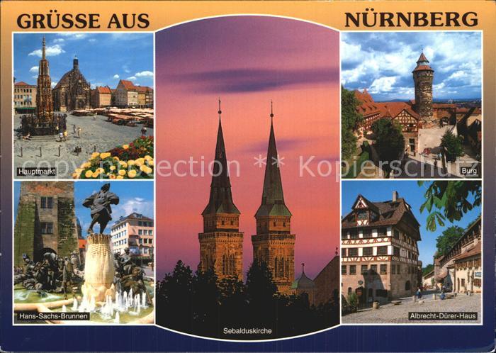 NueRNBERG  CITY Hauptmarkt Hans Sachs Brunnen Sebalduskirche Burg Albrecht Duer