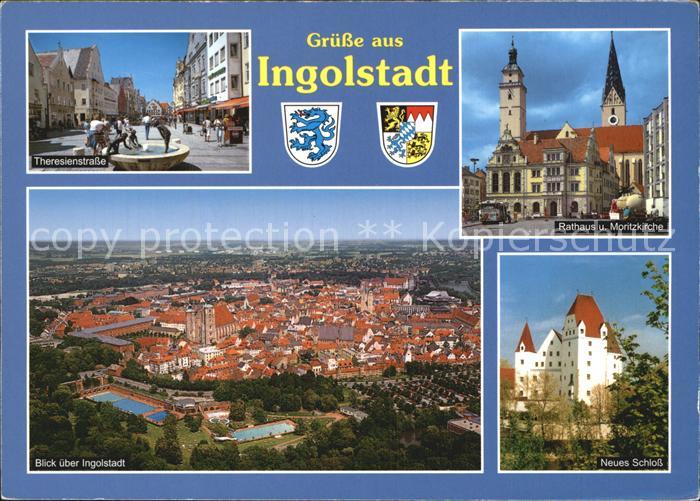 INGOLSTADT  CITY Theresienstrasse Rathaus und Moritzkirche Stadtblick Neues Schl