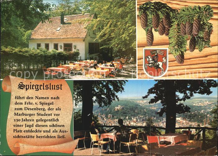 Marburg Lahn Gaststaette Spiegelslust Gartenterrasse Panorama