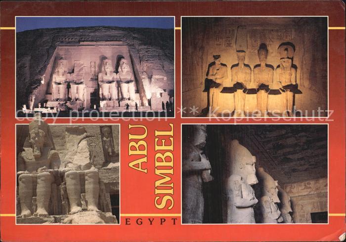 aegypten Abu Simbel Facade Sanctuary Statues of Harmakis Rames II as a divinity