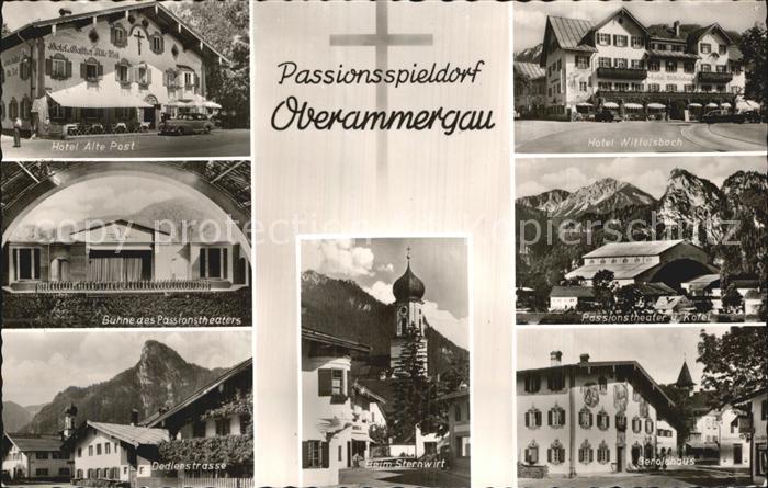 OBERAMMERGAU Bayern Teilansichten Passionsspielort Kirche Theater Hotel Alpenbli