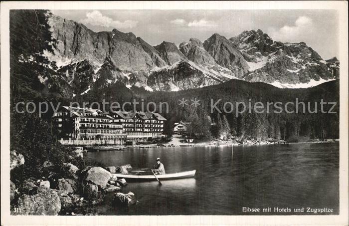 Eibsee Bootfahren Hotels Zugspitze Wettersteingebirge