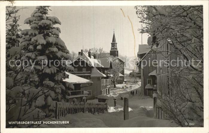 Puchenstuben Ortsansicht mit Kirche Wintersportplatz