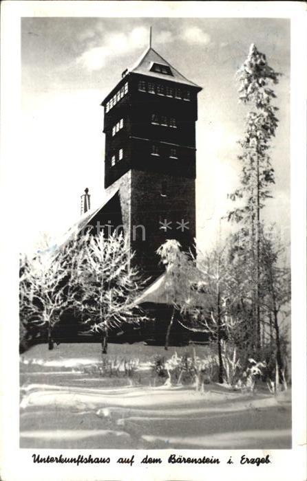 Annaberg-Buchholz Erzgebirge Unterkunftshaus auf dem Baerenstein Winterpanorama