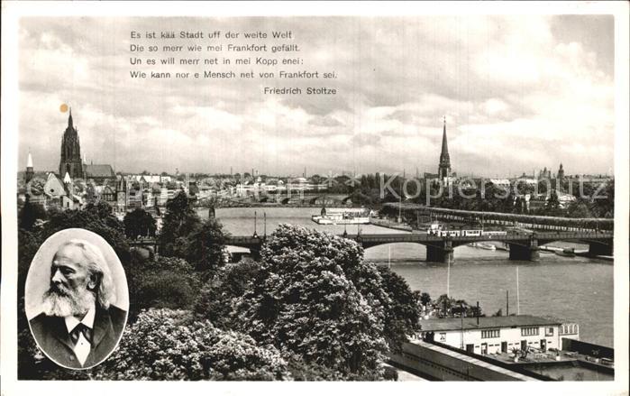 Frankfurt Main mit Widmung von Friedrich Stoltze Portrait Bruecke