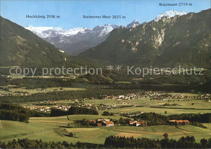 Piding und Mauthausen mit Hochkoenig Steinernes Meer Watzmann Lattengebirge