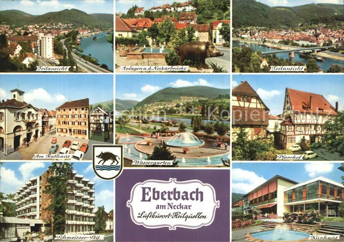 Eberbach Neckar Anlagen Neckarbruecke Rathaus Wassergarten Pfarrhof Kurhaus Stif