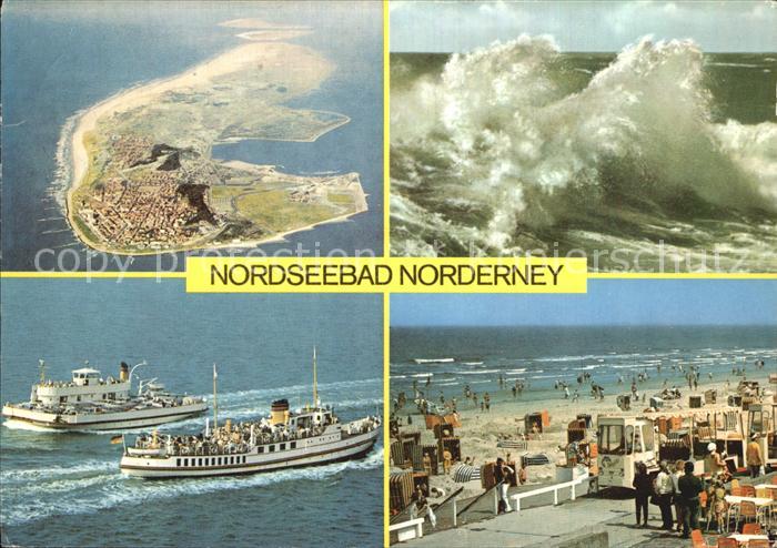 Norderney Nordseebad Brandung Faehre Strand Fliegeraufnahme