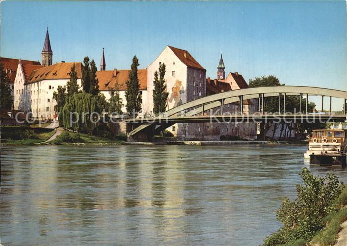 Straubing Uferpartie an der Donau Bruecke