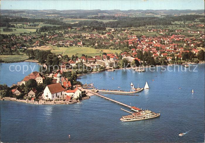 Wasserburg Bodensee Halbinsel Faehre Fliegeraufnahme