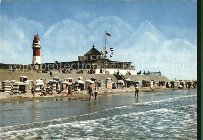 BORKUM Nordseebad Niedersachsen Suedstrand und Heimliche Liebe Leuchtturm
