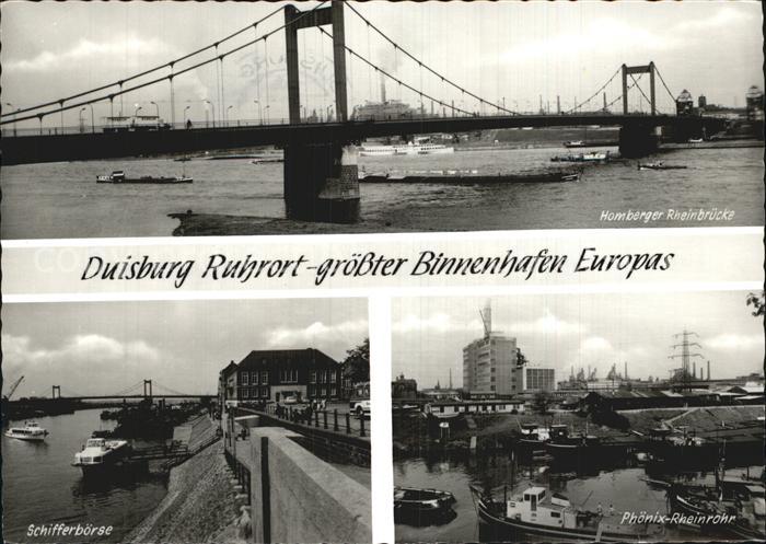 Duisburg Ruhr Homberger Rheinbruecke Schifferboerse Phoenix Rheinrohr Binnenhafe