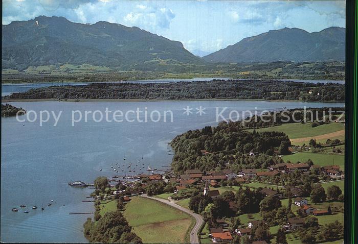 Gstadt Chiemsee mit Kampenwand Chiemgauer Alpen Fliegeraufnahme