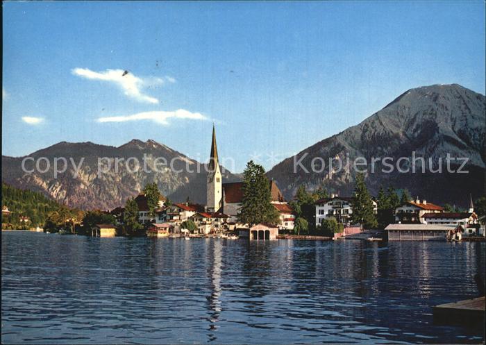 Rottach-Egern Ansicht vom See aus Kirche Alpenblick