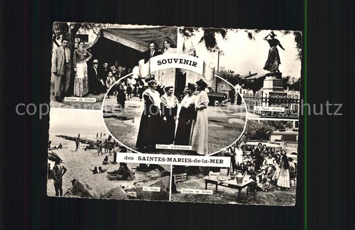 Les Saintes-Maries-de-la-Mer Des Gitans Place Mireille Statue Plage Arlesiennes