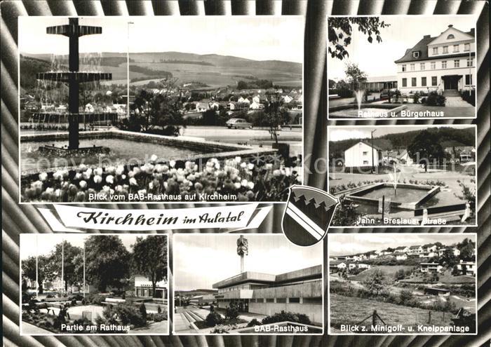 Kirchheim Hessen Blick vom BAB Rasthaus Brunnen Rathaus Buergerhaus Jahn Breslau