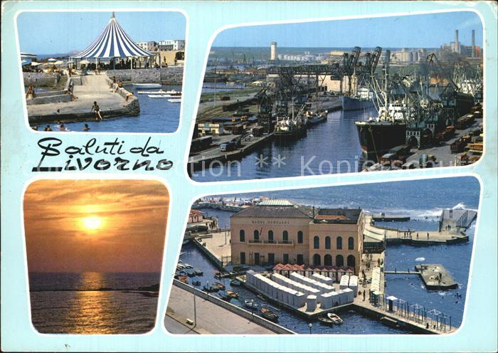 Livorno Hafen Promenade Bagni Fancaldi Sonnenuntergang am Meer