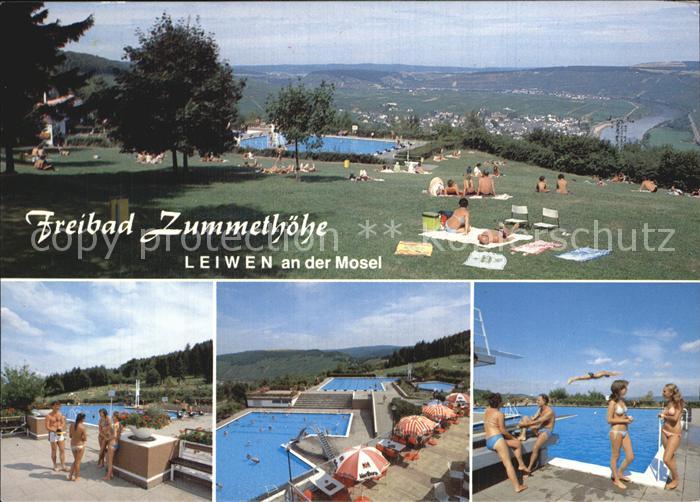 Leiwen Trier-Saarburg Wald Hoehenfreibad Zummethoehe Liegewiese Panorama Moselta