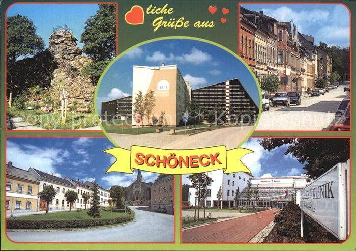 Schoeneck Vogtland Hauptstrasse Untermarkt Kirche Paracelsusklinik