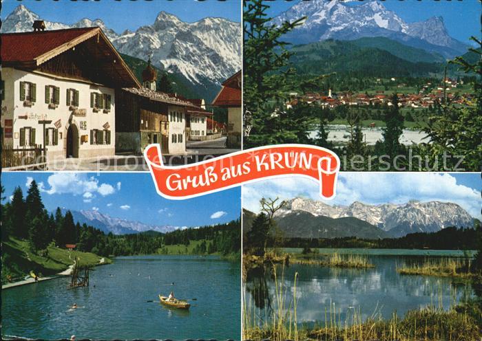 Kruen Dorfstrasse gegen Karwendelgebirge Grubsee Barmsee