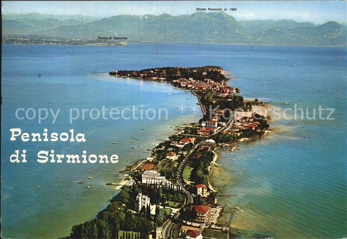Sirmione Lago di Garda Fliegeraufnahme Penisola