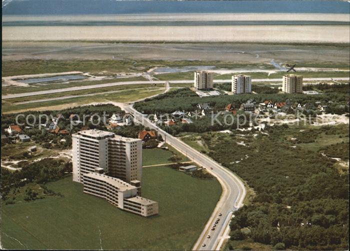 St Peter-Ording Fliegeraufnahme Strandpartie mit Hochhaeusern