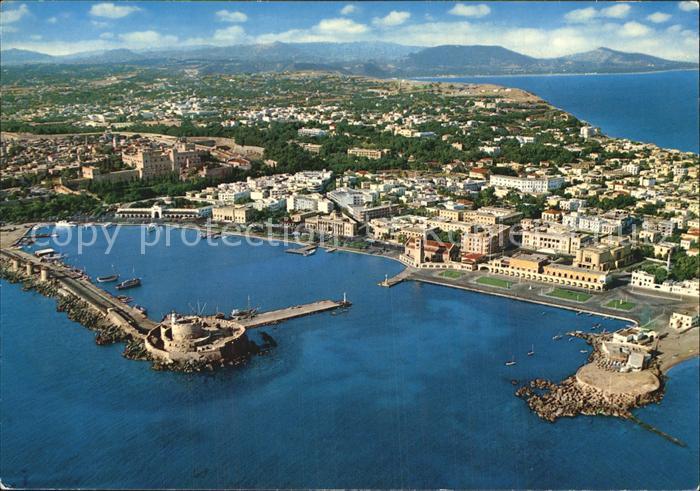 Rhodos Rhodes aegaeis Fliegeraufnahme Hafen