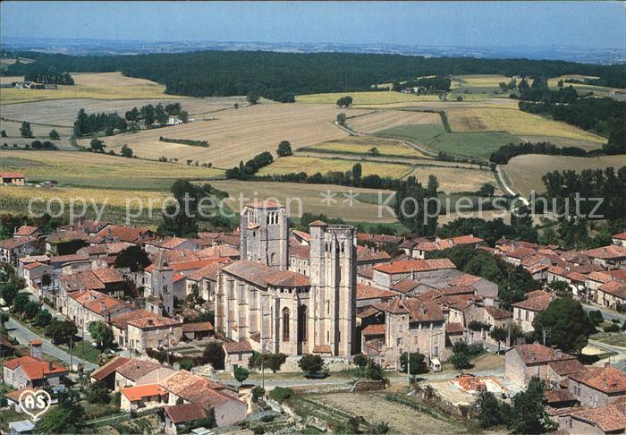 La Romieu Fliegeraufnahme mit Kirche