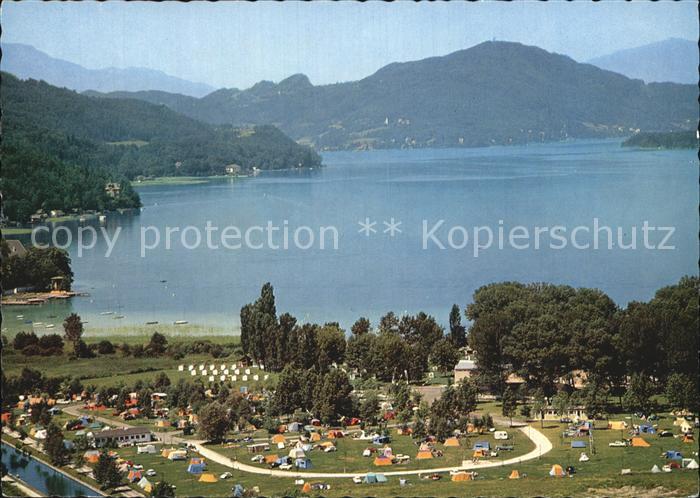 Klagenfurt Woerthersee Fliegeraufnahme Camping und See