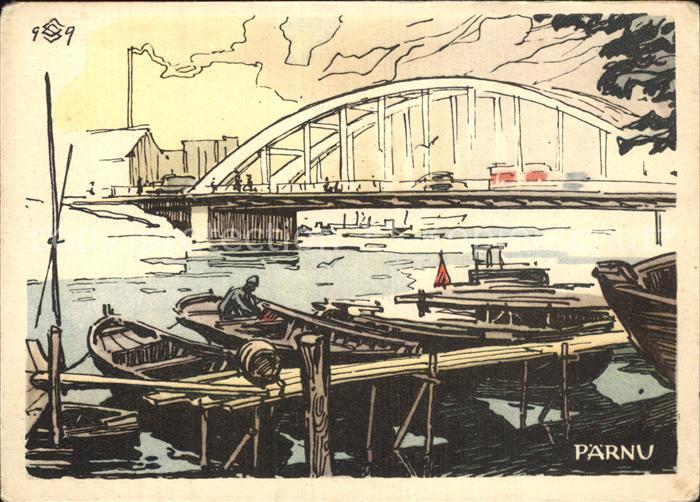 Paernu Kuenstlerkarte Hafen Bruecke