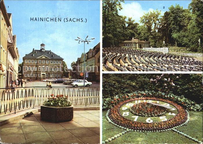 Hainichen Sachsen Rathaus Freilichtbuehne Blumenuhr