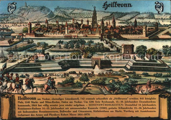 Heilbronn Neckar Wein und Kongressstadt nach einem alten Stich Geschichte