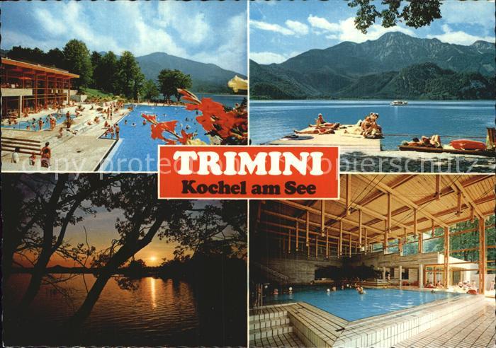 Kochel See Bade und Freizeitzentrum Trimini gegen Herzogstand Sonnenuntergang