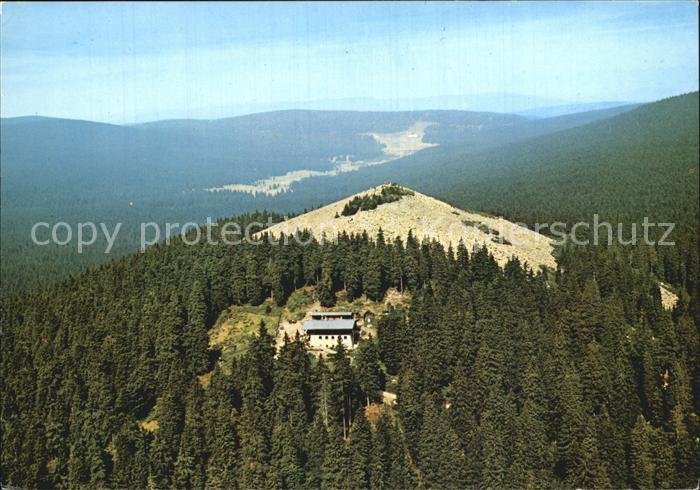 Lusenschutzhaus Lusen mit Blick in die CssR Fliegeraufnahme