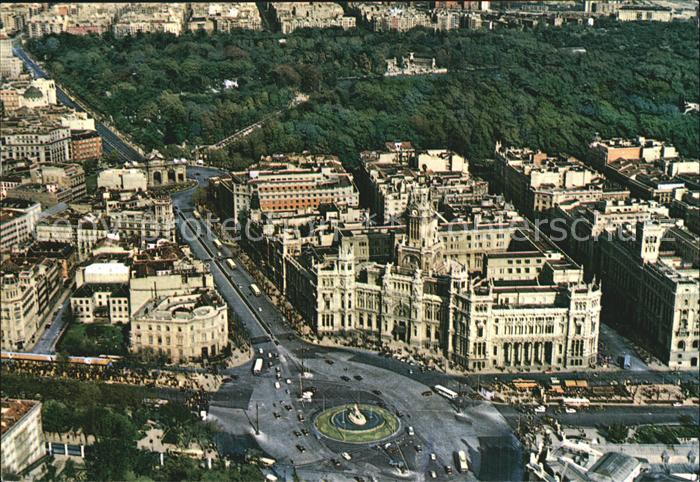 Madrid Spain Plaza de la Cibeles y el Retiro vista aerea