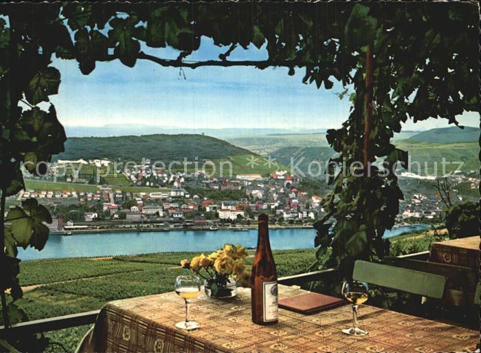 Ruedesheim Rhein Panorama Blick auf Bingen Weinreben Weinanbaugebiet